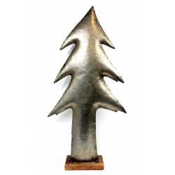 Choinka metalowa z recyklingu na podstawie z drewna mango 106 cm